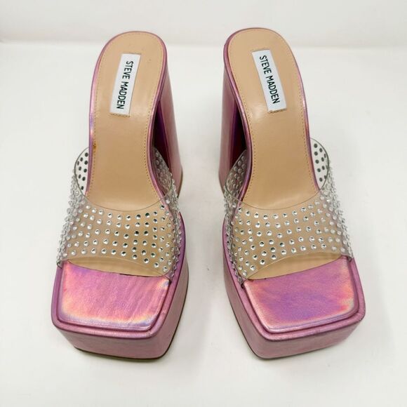 Steve Madden Ruby Pink Rhinestone Platform Crystal Pumps Size 10 - Picture 3 of 9